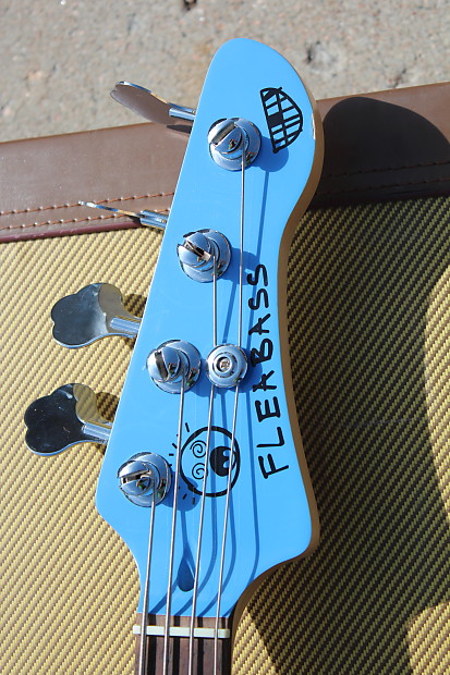 Fleabass Model 32 4 String Bass Guitar Water Finish Blue and Orange Red Hot  Chili Peppers Tweed Case