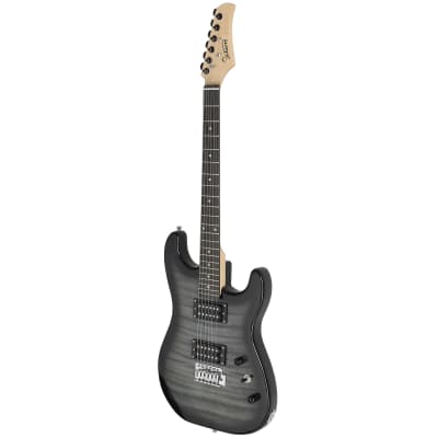 Glarry GST Stylish H-H Pickup Tiger Stripe Electric Guitar Kit with 20W AMP, Bag, Guitar Strap 2020s -Black image 4