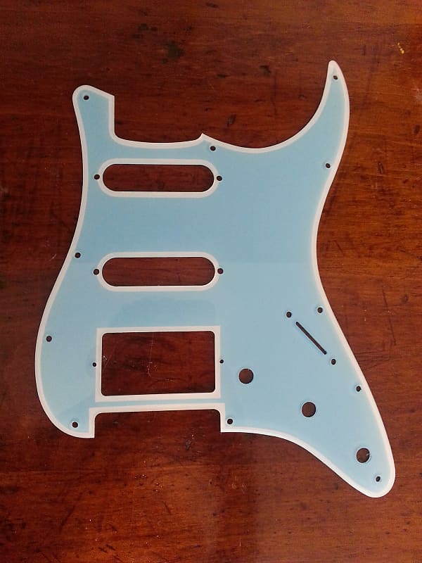 Fender Stratocaster Pickguard HSS Daphne Blue/Cream outline Reverb
