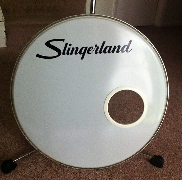 Slingerland Logo On  White 20 inch Bass Drum Head image 1