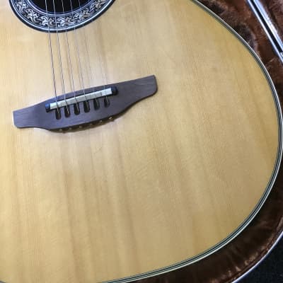 Ovation Folklore 1614 acoustic 12 fret guitar made in USA 1981 in Natural excellent condition with original hard case & case candy. image 2