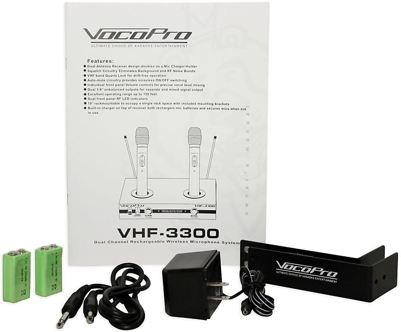 VocoPro VHF-3300 Dual Wireless Handheld Microphone System image 1