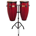 Tycoon Percussion Hand Painted Conga Set w/ Stand - Red