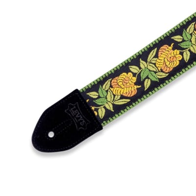 Levy's MC8JQ 2" Cotton Guitar Strap with Woven Rosa Yellow Floral Pattern image 3