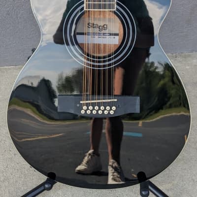 Stagg SA40MJCFI/12-BK Electric acoustic mini Jumbo 12 string Guitar - Return image 7