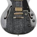 D'Angelico Excel Mini DC Semi-hollowbody Electric Guitar - Black Dog with Stopbar Tailpiece