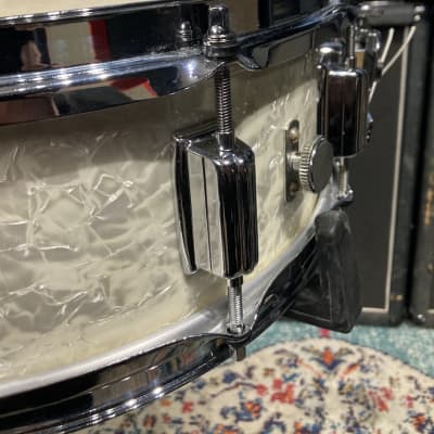 Rogers 14x5" Dyna-Sonic Snare Drum 1960s - White Marine Pearl, Stunning! image 6