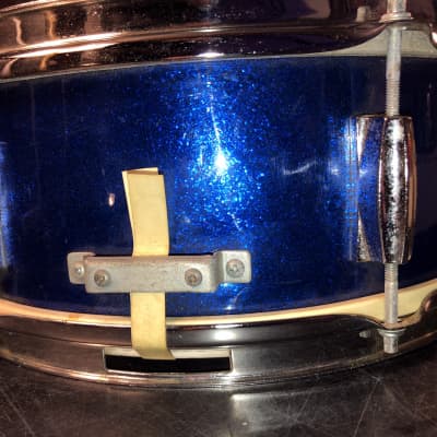 Beautiful Japanese  Snare Drum Unbranded  Stencil  1970s - Blue Sparkle image 2