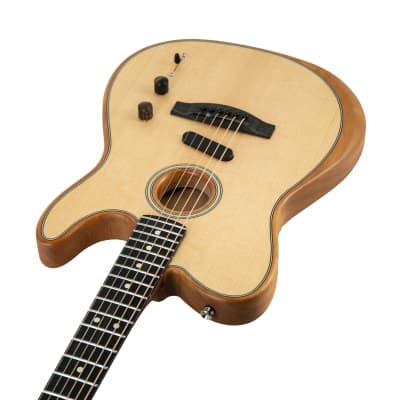 Fender American Acoustasonic Telecaster Guitar w/Bag, Ebony Fretboard, Natural, US214513A image 2