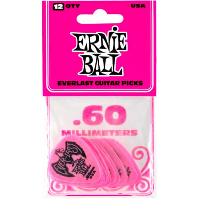 ERNIE BALL 9179 Everlast Pick Pack 0,60mm Plektren, pink (12Stück) for sale