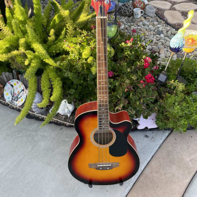 Rare Redburst Sky Electric/Acoustic Bass Guitar image 1
