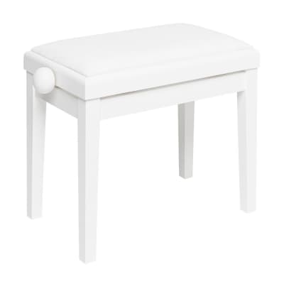 Stagg Matte White Adjustable Piano Bench with White Velvet Top - PB06 WHM VWH image 1