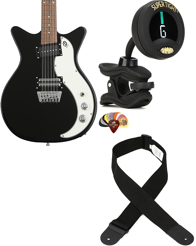 Danelectro 59X12 12-string Electric Guitar - Black  Bundle with Snark ST-8 Super Tight Chromatic Tuner... (4 Items) image 1