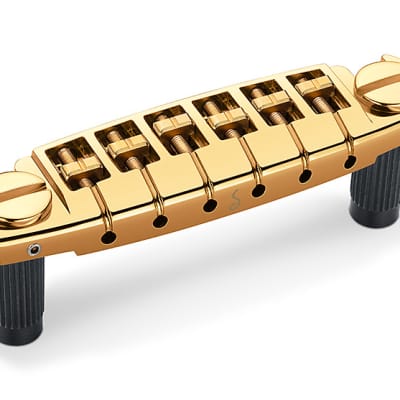Schaller Germany Signum Wraparound Locking Guitar Bridge, GOLD w/Brass Saddles for sale