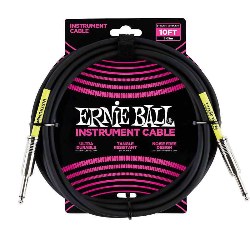 Ernie Ball 10' Straight / Straight Instrument Cable - Black
