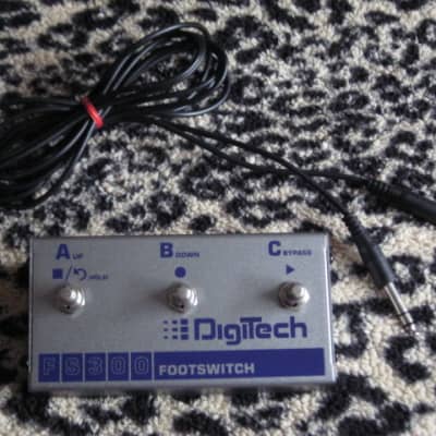 lightly used (mostly areas are A+ or near A+ except bottom side) DigiTech FS300 Footswitch + TRS cable (Silver Casing with Blue Graphic) NO box / NO paperwork image 1
