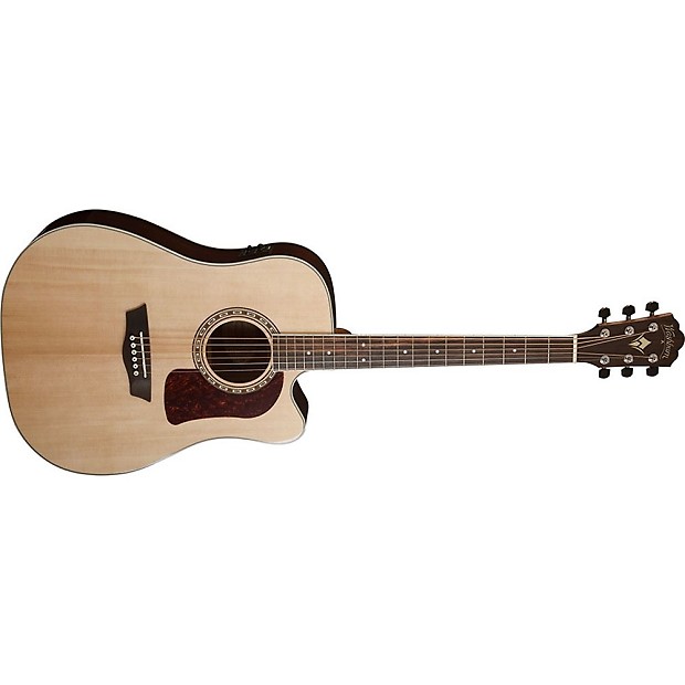 Washburn HD20SCE Heritage 20 Series Dreadnought Cutaway with Electronics Natural Gloss image 3