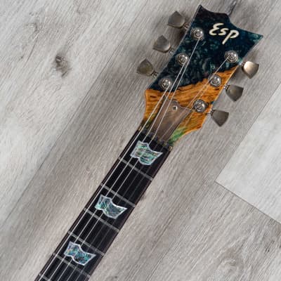 ESP Eclipse Guitar, Exhibition Limited Original Series, Ebony, Buckeye Burl image 10
