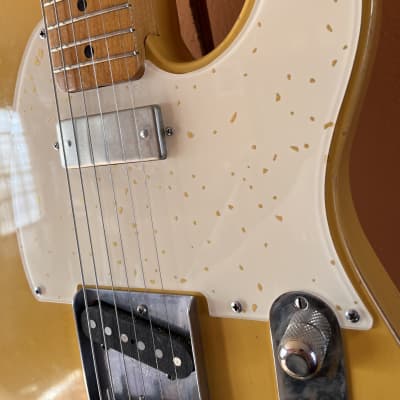 Decoboom Tele 5 Hole Pickguard Speckled Gold on Ivory Mini Humbucker Firebird Reverb
