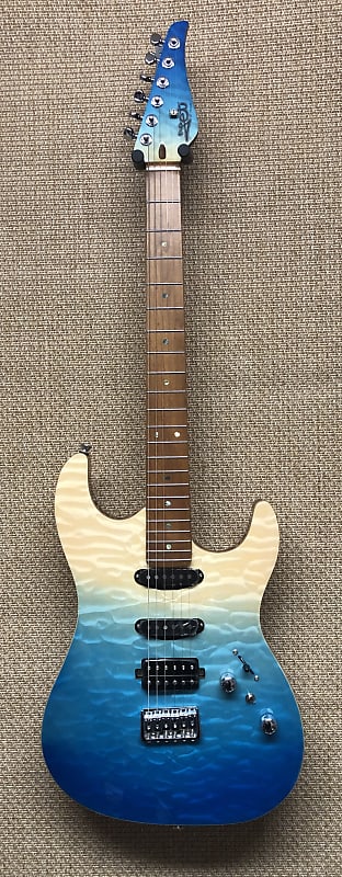 Jet Guitars JET JS-1000 S-Style, NAMM Guitar, HSS, Quilted Finish w/Matching Headstock, Roasted Maple Neck, Mahogany Body image 1