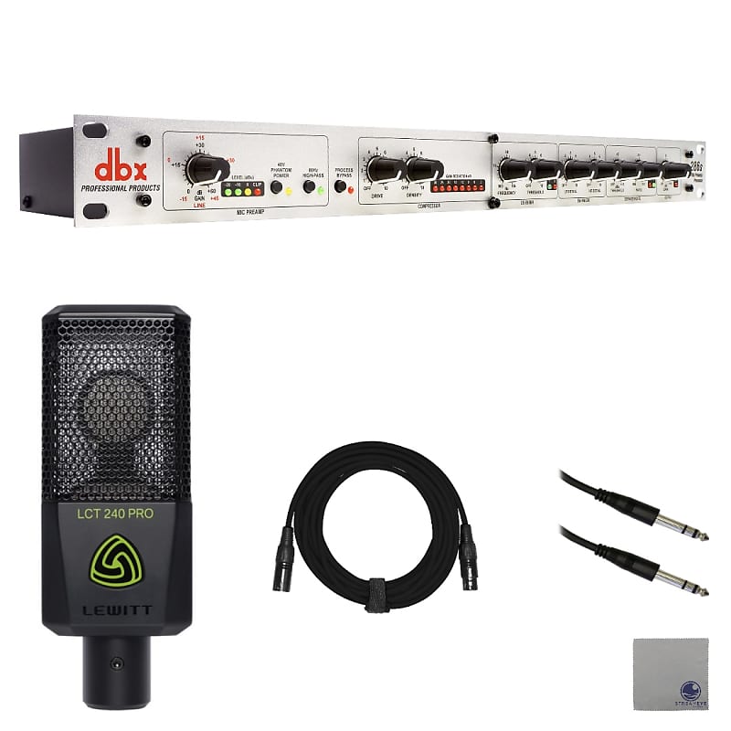 dbx 286s Microphone Preamp/Channel Strip with Lewitt LCT-240-PRO-BLK Condenser Microphone, XLR Cable, 1/4" to 1/4" TRS Cable and StreamEye Polishing Cloth image 1