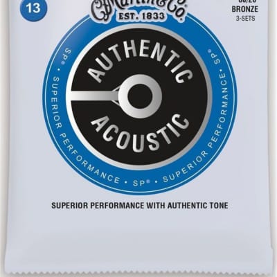 Martin Authentic MA150PK3 Medium Acoustic Guitar Strings - 3 Pack