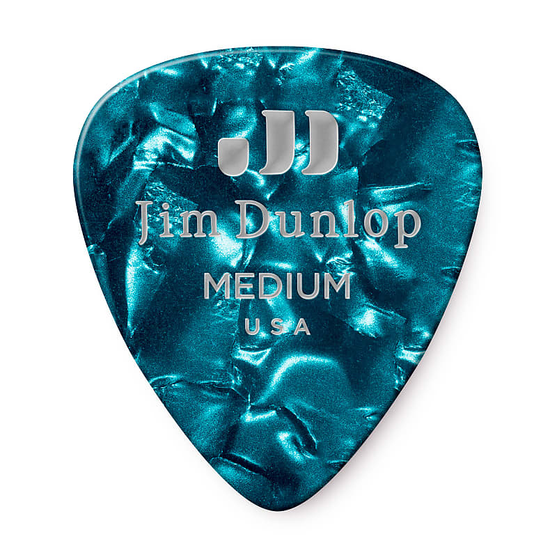 Dunlop Geniune Celluloid Classics Picks (12 Pack, Medium, Turquoise Pearl) image 1
