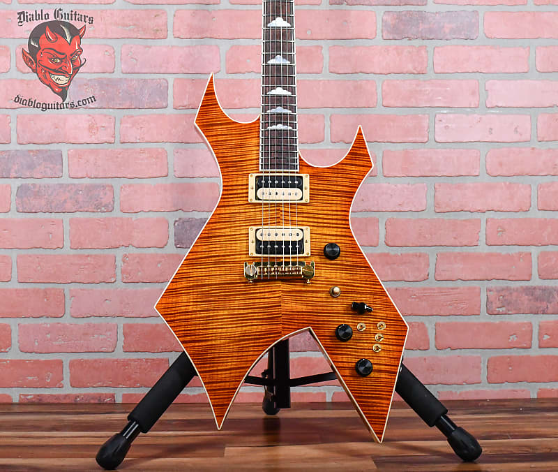 B.C.Rich USA One Off Warlock Supreme Flame Maple Top Transparent Amber 1986  w/G&G Hardshell Case