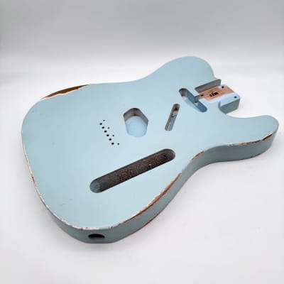 MJT Telemaster/Offset Telecaster Body Lake Placid Blue Nitro Aged  (Nitrocellulose) | Reverb