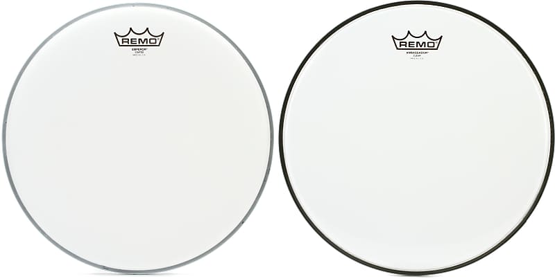 Remo Emperor Coated Drumhead - 13 inch  Bundle with Remo Ambassador Clear Drumhead - 13 inch image 1
