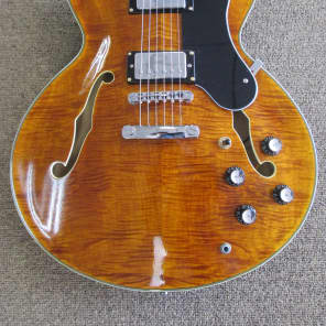 Blue Frog Made in the USA  335 Style Flametop 2014 Vintage Amber image 1