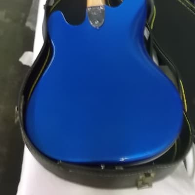 Partscaster Bass Bass 4 String Custom w/ F-Hole 2016 Blue/Cream 2-tone image 11
