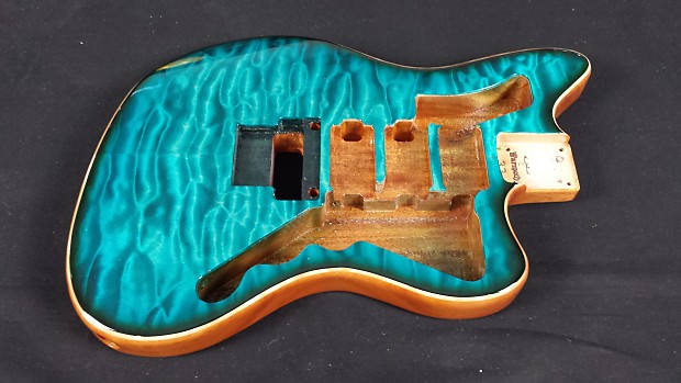 Warmoth Jazzmaster Body Turquoise AAAAA Quilt | Reverb
