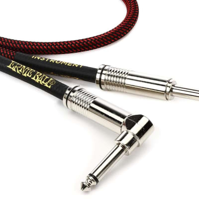 Ernie Ball Braided Instrument Cable, Straight/Angle, 25ft, Red/Black (P06062) image 3