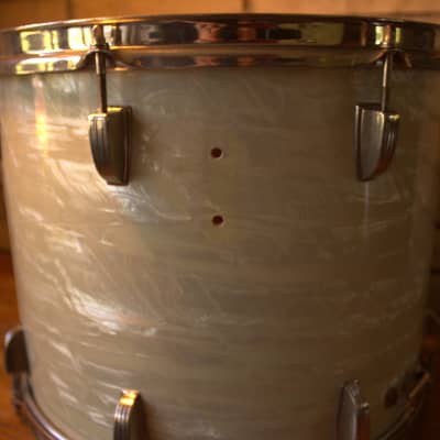 1958  WFL Marching/Parade Snare Drum in White Marine Pearl image 5