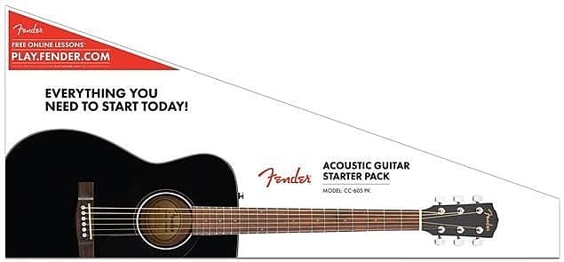 Fender CC-60S Solid Top Concert Acoustic Guitar Pack w/Bag in Black V2 - DEMO image 1