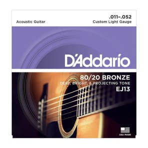 3 Sets of D'Addario EJ13 80/20 Bronze Acoustic Guitar Strings Custom Light 11-52 image 2