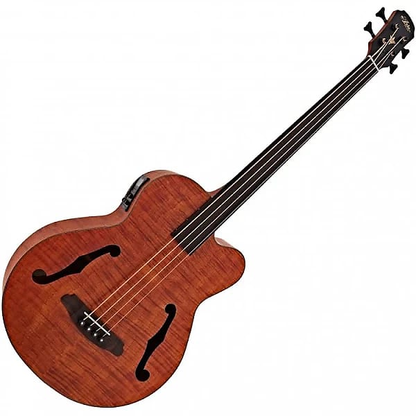 Aria FEB-F2M/FL STBR Medium Scale Fretless Electro Acoustic Guitar Stained Brown image 1