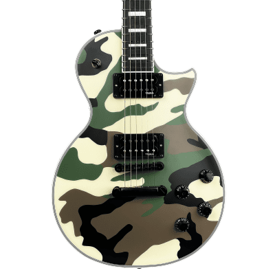 10S GF Modern Single Cutaway Full Thickness Set Thru Electric Guitar Satin Green Camo image 1