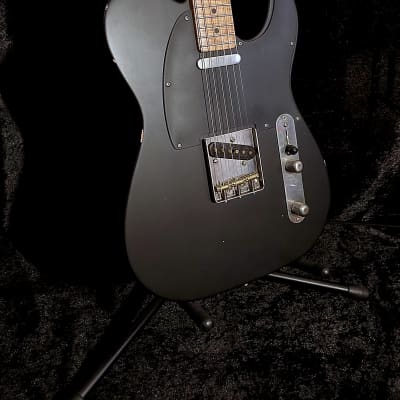 LsL T Bone One Matte Black Tele, Telecaster 5A Highly Figured Roasted Flame Maple Neck & Fretboard, Aged, Relic image 5