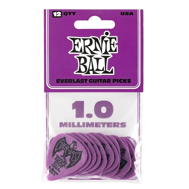 Ernie Ball Everlast Picks, Purple 1.0mm, Pack Of 12 image 1