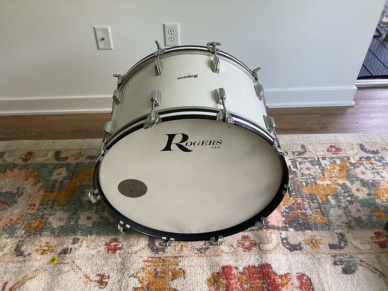 Rogers 24" Bass Drum Vintage Super Clean New England White Reverb