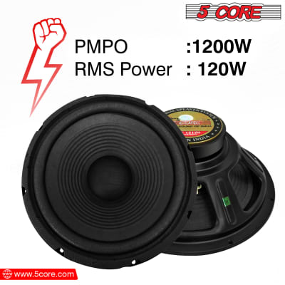 5 Core 12 Inch Subwoofer PAIR Audio Raw Replacement PA DJ Speaker Sub Woofer 120W RMS 1200W PMPO Subwoofers 8 Ohm 1.25" Copper Voice Coil WF 12120 2PCS image 4