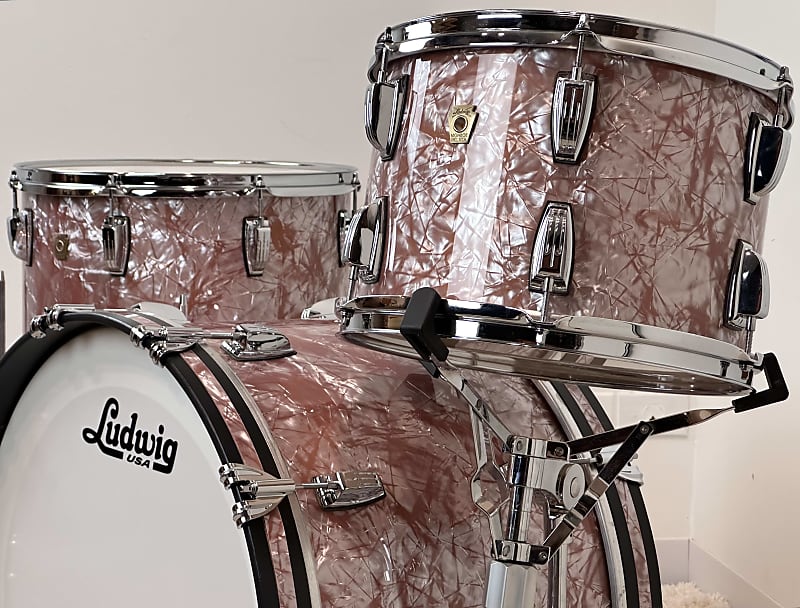 Ludwig 22/13/16" Classic Maple "Fab" Drum Set - Exclusive Rose Marine Pearl image 1