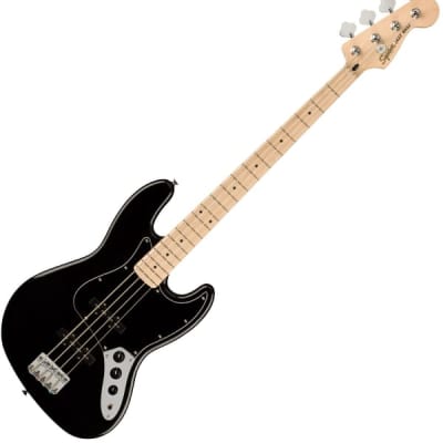 Squier Affinity Series Jazz Bass, Maple Fingerboard, Black Pickguard, Black image 1