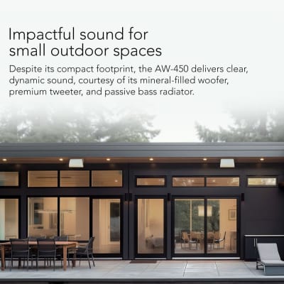 Definitive Technology Dymension AW-450 Outdoor Speaker (White, Pair), Two-Way Surface Mount Wired Speakers, 4.5" Woofer, 1? Tweeter, & 4.5"x6? Passive Bass Radiator, IP66 All-Weather Outdoor Speakers image 2