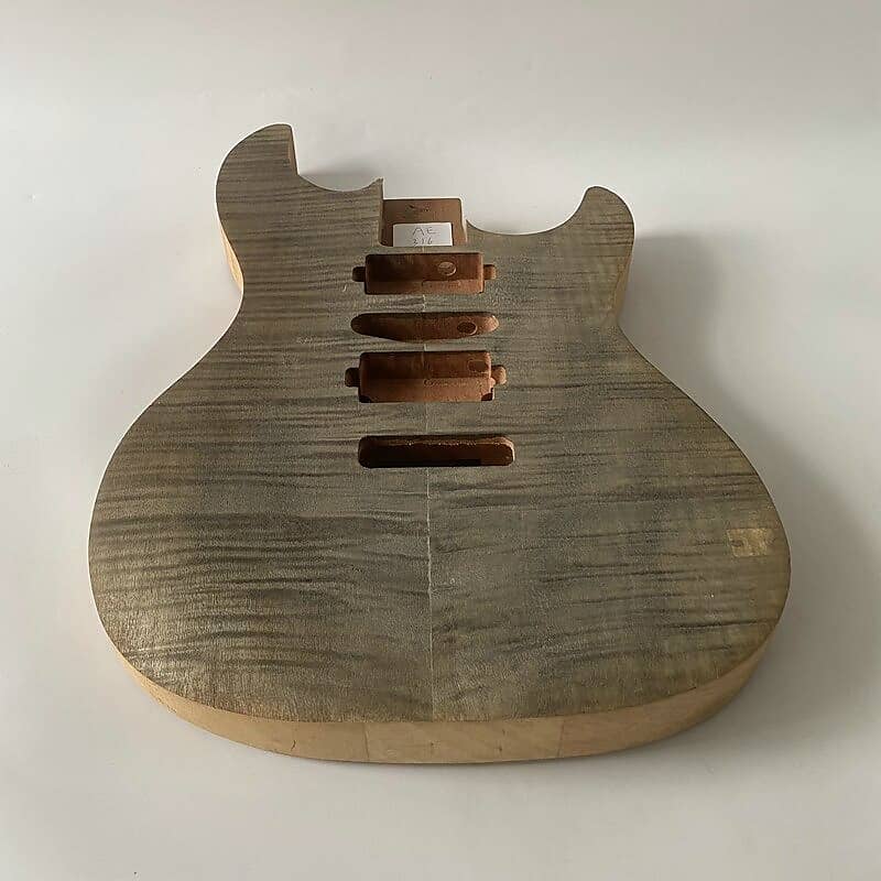 HSH Unfinished Mahogany Wood Guitar Body with Tiger Maple image 1