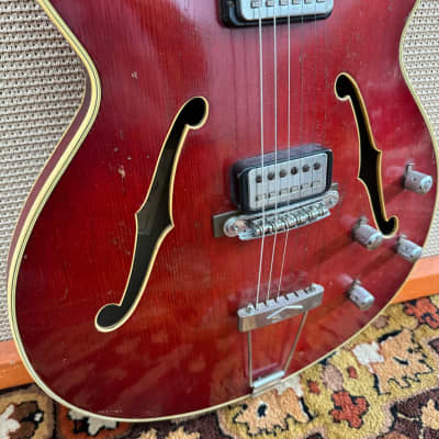 Vintage 1963 Hofner Verithin Cherry Red Hollow Archtop Electric Guitar *1960s* image 4