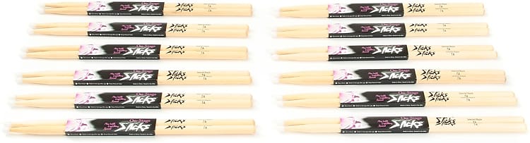 On-Stage Maple Drumsticks 12-pair - 7A - Nylon Tip image 1
