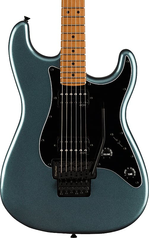 Squier Contemporary Stratocaster HH FR. Roasted Maple Fingerboard, Black Pickguard, Gunmetal Metallic image 1